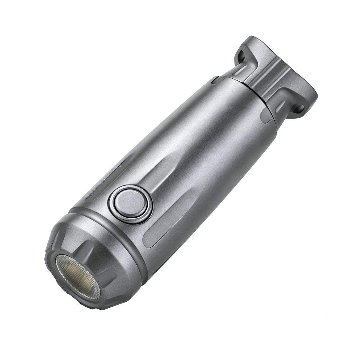 FIELDLUME T5 titanium EDC flashlight on white background