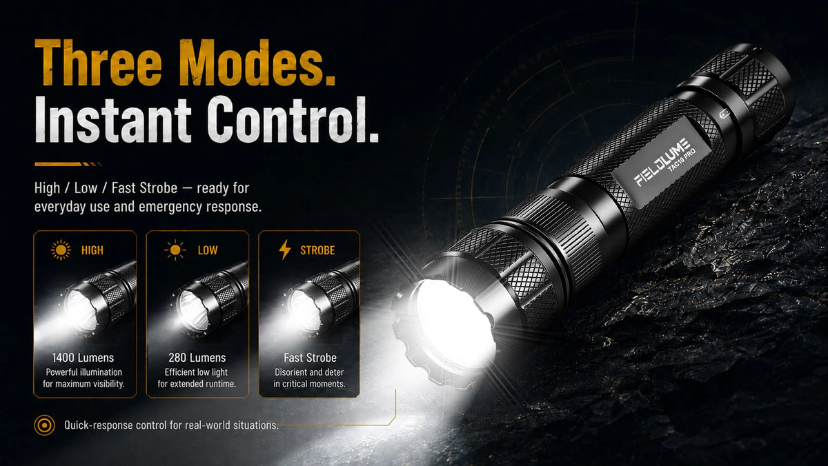 TAC10-PRO fixed-beam torch illuminating a broad outdoor path at night