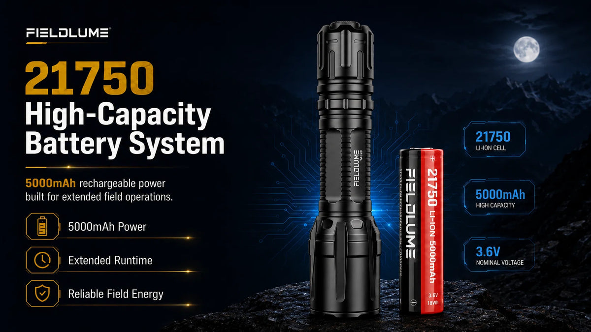 FIELDLUME TAC20 with replaceable 21750 5000mAh rechargeable battery